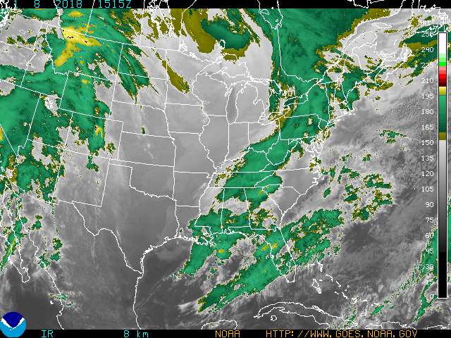 Infrared Satellite Image Color #1 for Clarksville TN, Fort Campbell KY and Montgomery County Tennessee.