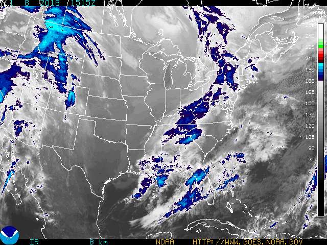 Infrared Satellite Image Color #4 for Clarksville TN, Fort Campbell KY and Montgomery County Tennessee.