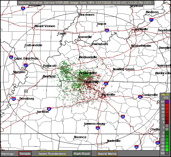 Storm Relative Motion Weather Radar for Clarksville TN, Fort Campbell KY, and Montgomery County Tennessee