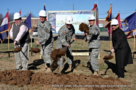 Major General John F. Campbell leads the groundbreaking for the new Commissary on Fort Campbell