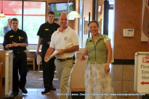 The first customers enter the dining room