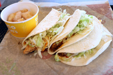 Mexican donut bites, fried chicken taco, and two softshell beef tacos. (Mark Haynes, Clarksville Online)