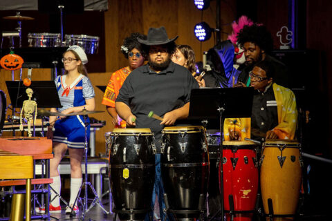 Austin Peay State University students dress in full costume during the 2022 Percussion Ensemble Halloween Concert. (APSU)
