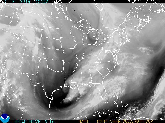 Water Vapor Satellite Image for Clarksville TN, Fort Campbell KY and Montgomery County Tennessee.
